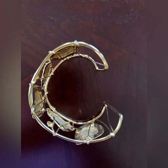 Bracelet Cuff Golden with Rhinestones One Size - Picture 9 of 12